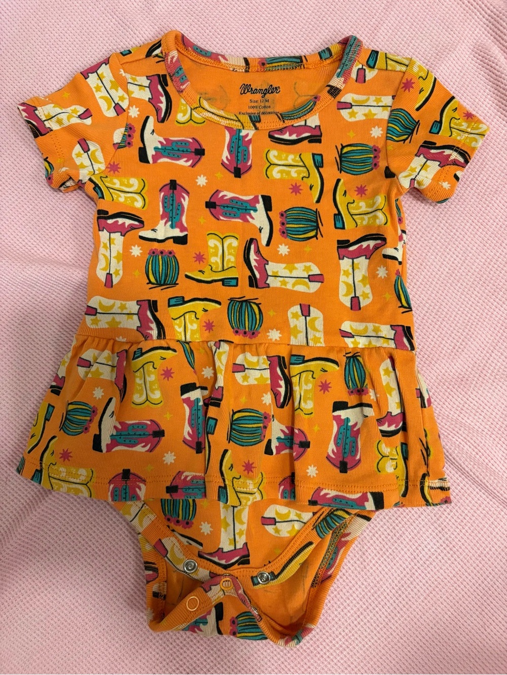 Wrangler Orange Printed Cotton Baby Tee Size 12M